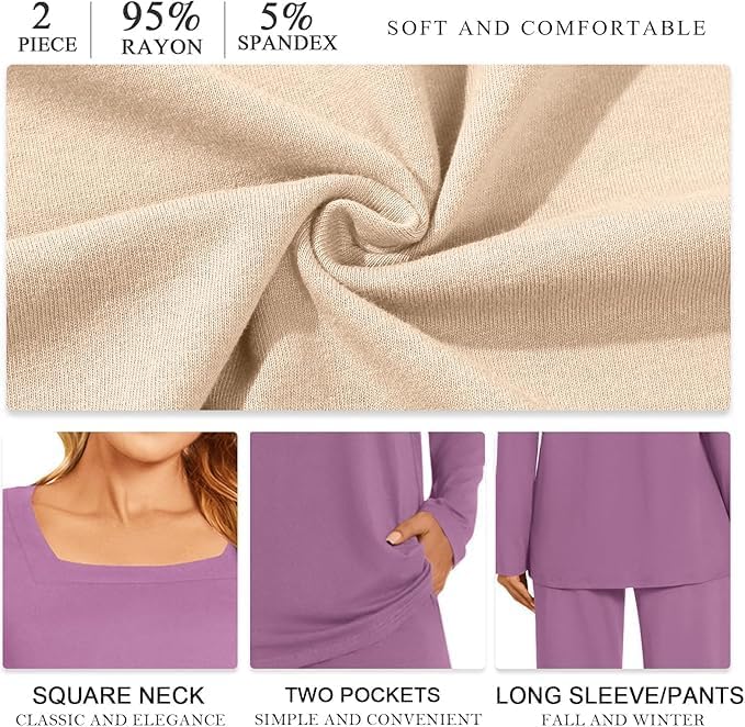 HOTGIFT Womens Winter Pajamas Sets Long Sleeve Casual Comfortable - Image 6