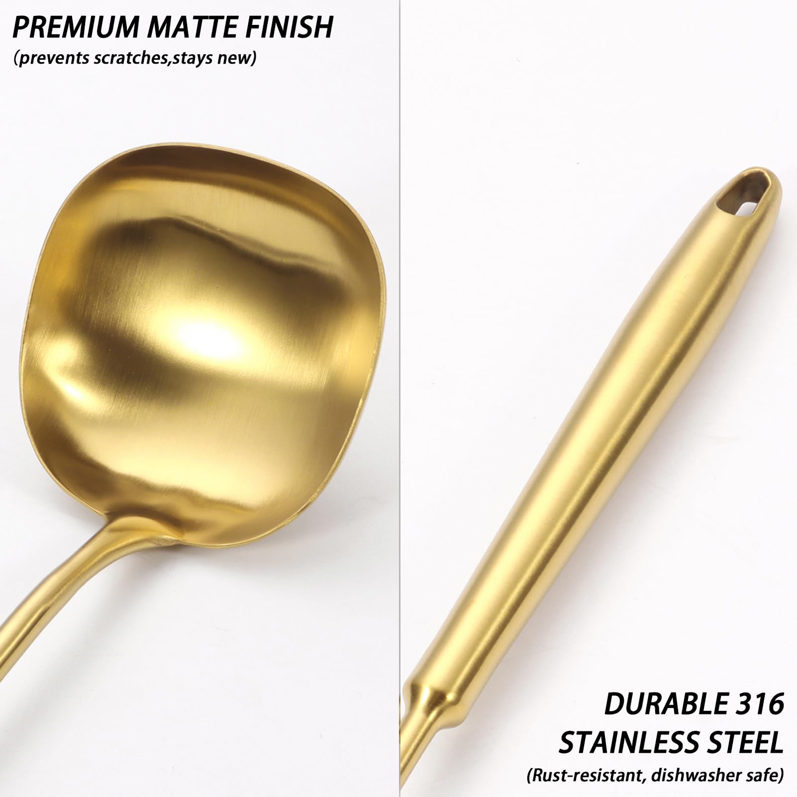 Gold Soup Ladle - 316 Stainless Steel Serving Spoon -3