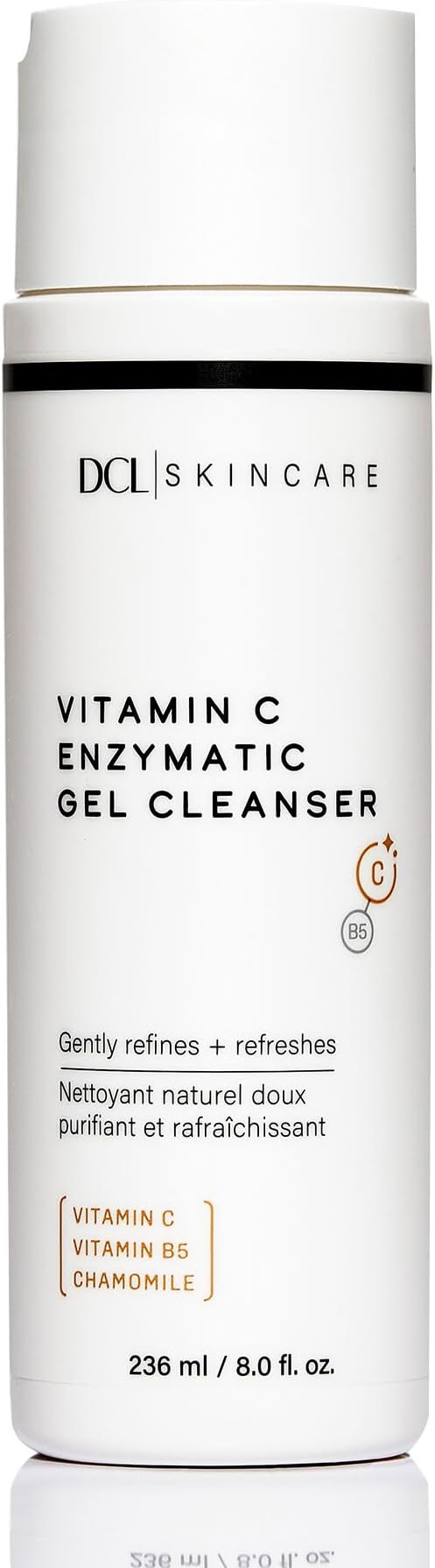DCL Skincare Vitamin C Enzymatic Gel Cleanser with Sugar Fruit Enzymes & Vitamins C/B5, 8.0 Fl oz