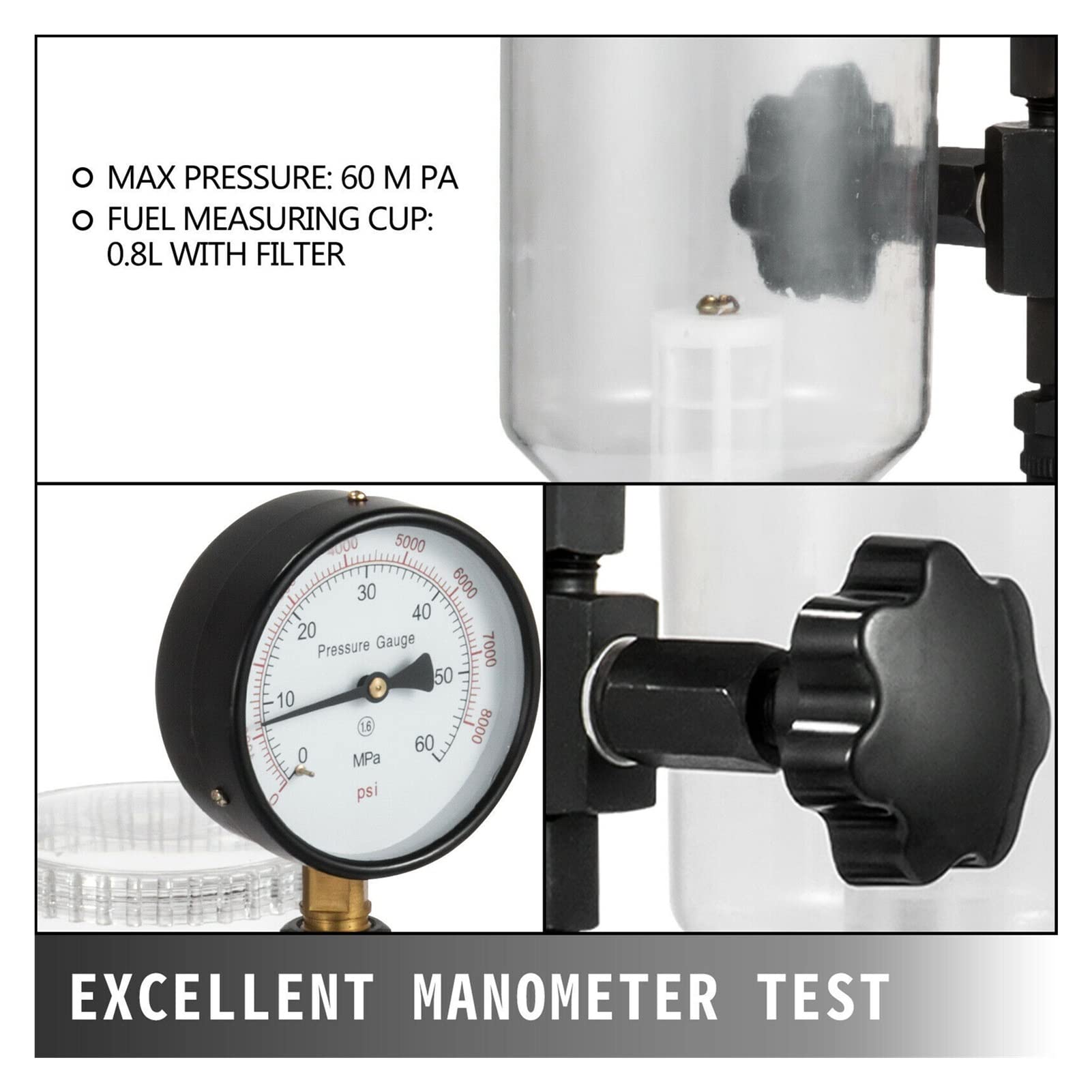 Tester dysz wtryskiwaczy paliwa Diesel z podwójną skalą miernik Tester ciśnienia Common Rail narzędzie do naprawy dla ciągników samochodowych