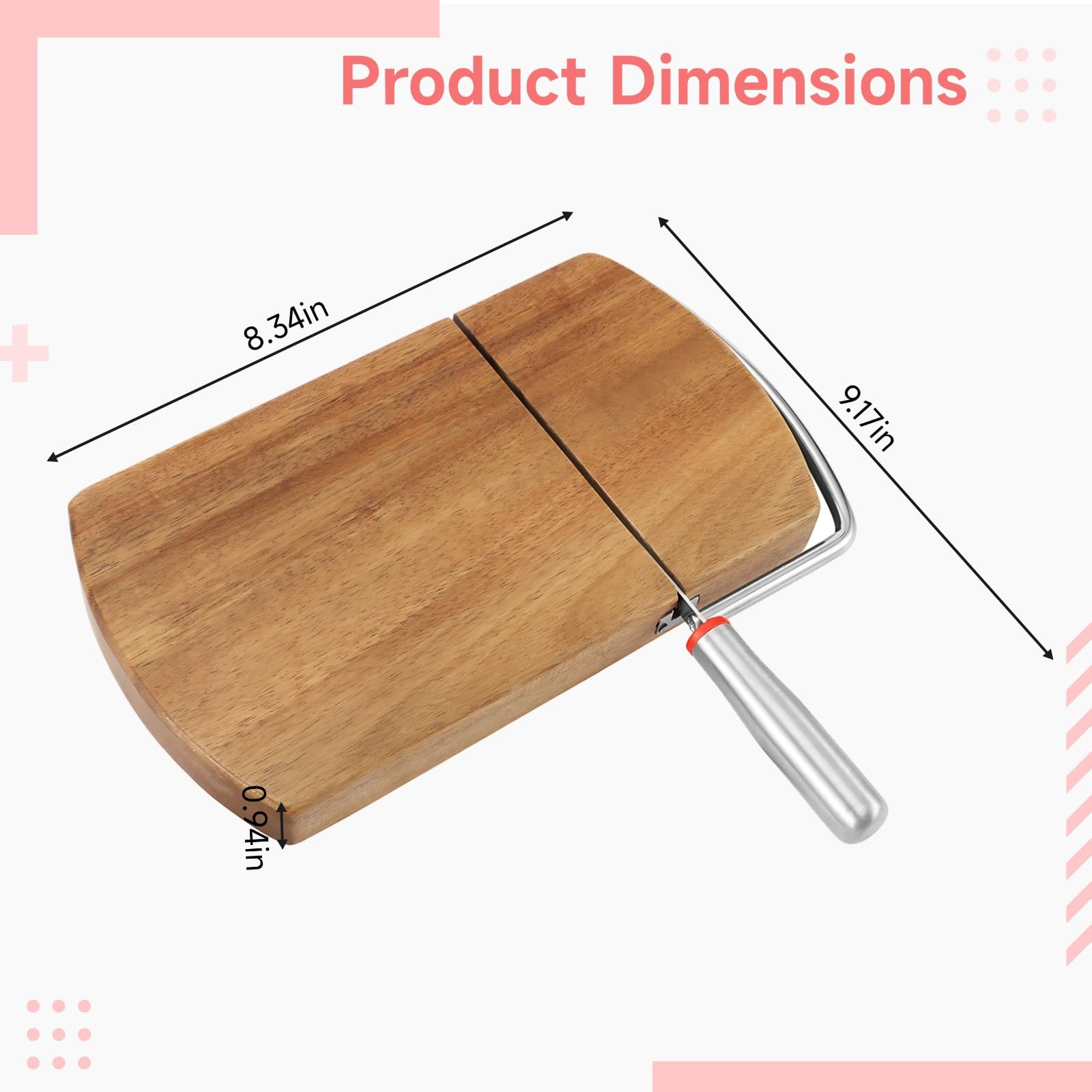 Käsehobel aus Akazienholz mit ergonomischem Griff und rutschfestem Boden, Metallschneider für Käse, Schinken, Obst, inklusive Geschenkbox