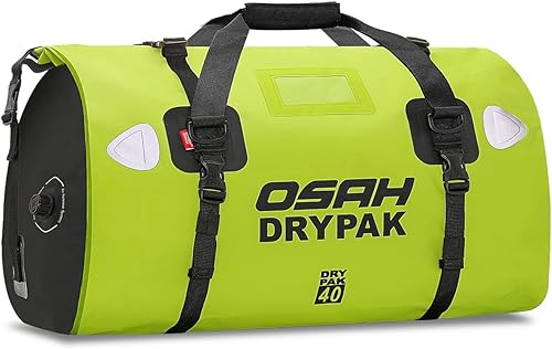 Bolsa impermeable para motocicleta, 500D PVC reflexivo, silla de montar, equipaje seco, accesorios al aire libre (Verde, 40 litros)