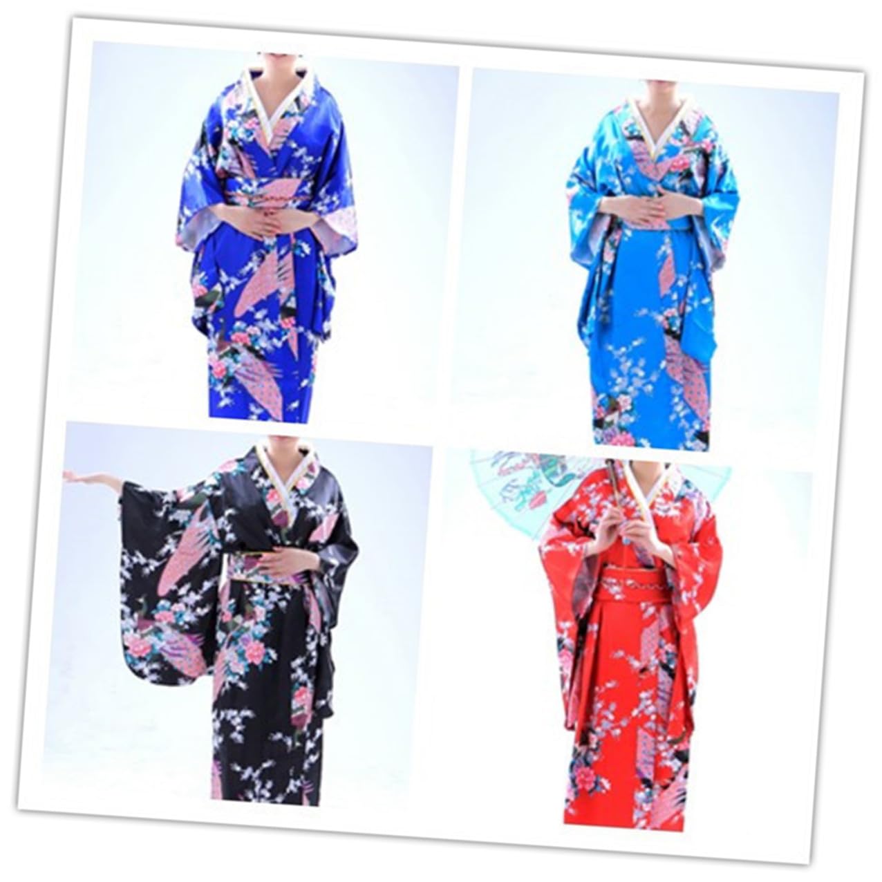 Kimono Colore Celeste Tradizionale Donna in Tessuto con Abbinata Design Monopezzo Versatile e Portabile per Abbigliamento o Spettacoli