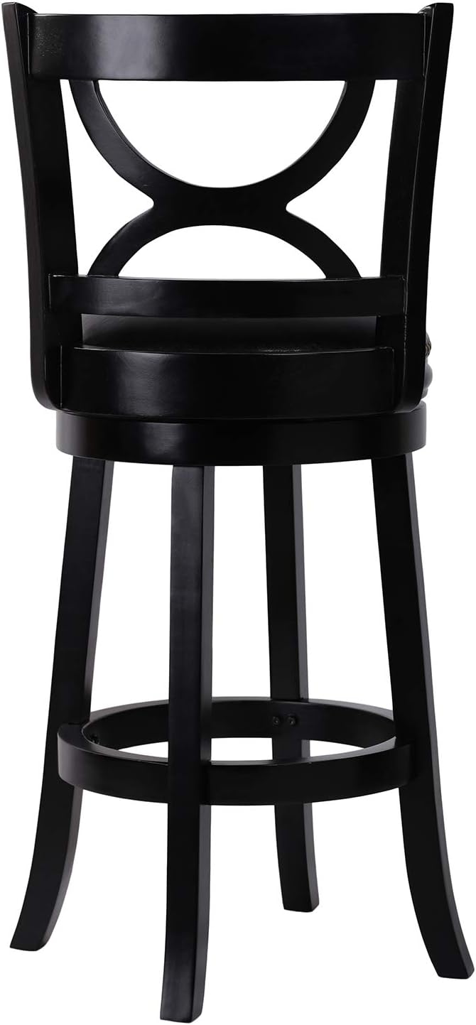 Menis Bar Stools with Back - 29 Inch Height, Upholstered-Nailhead Seat Swivel Barstool, Kitchen Bar Stools Dining Pub Bar Chairs, Cherry/Black (Black)