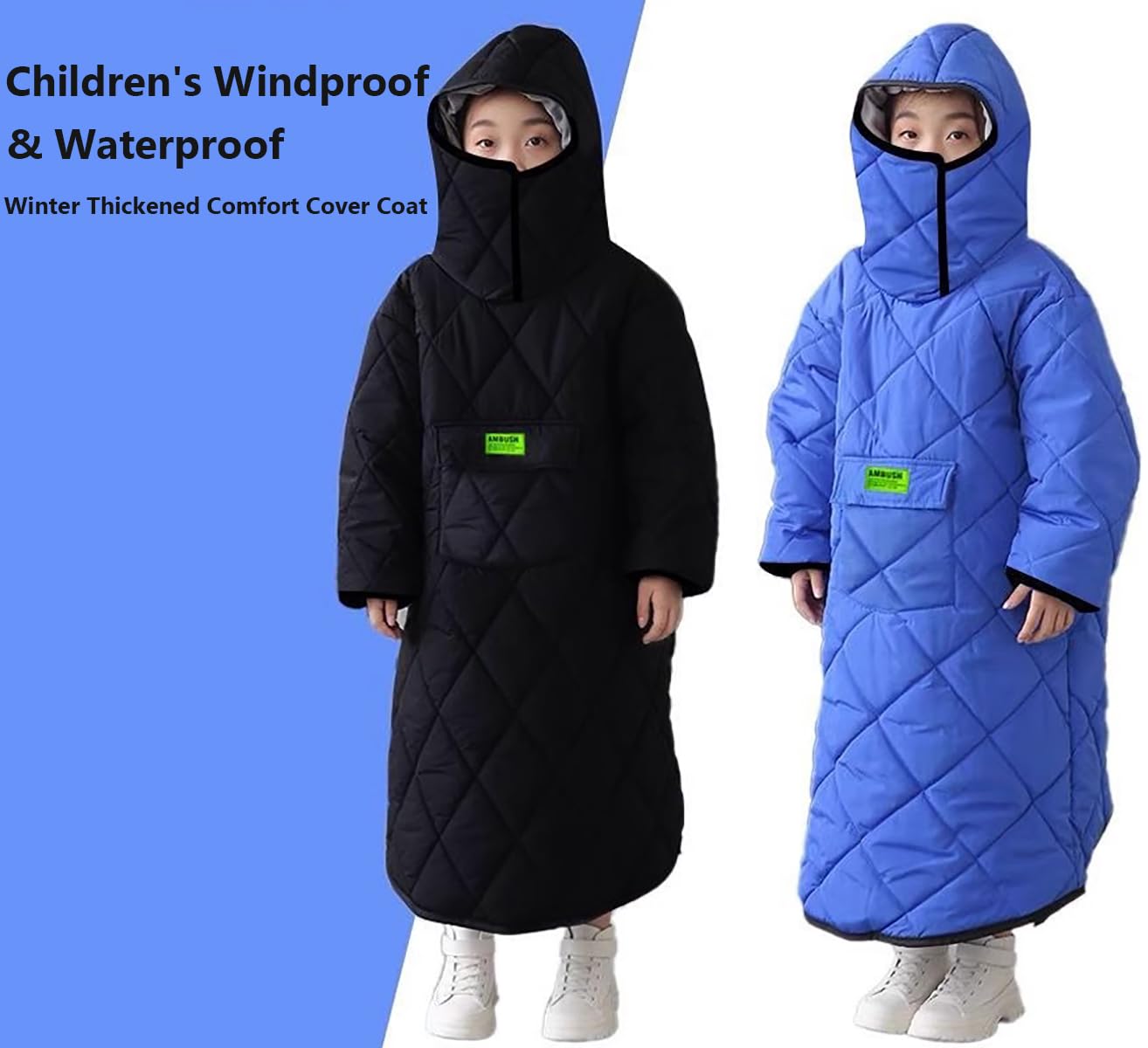 Couverture Chaude Coupe-Vent Enfant SKORDO Avec Capuche - Manteau Pluie Imperméable Scooter Fauteuil Roulant Vélo Moto