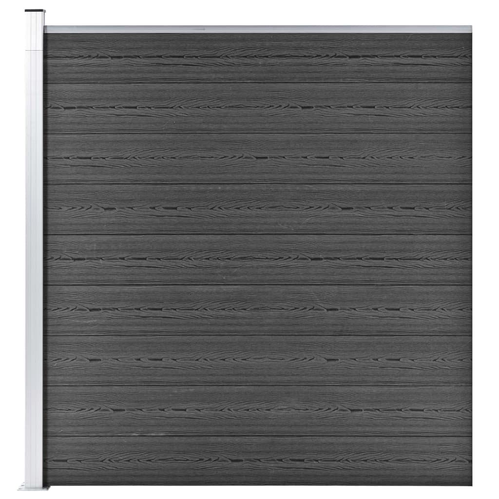 vidaXL Black Fence Panel WPC 68.9"x73.2" - Versatile Outdoor Barrier with Dual Design, Easy Install Modular System, Durable, Rot-Resistant, Rigid & Secure Fencing Solution