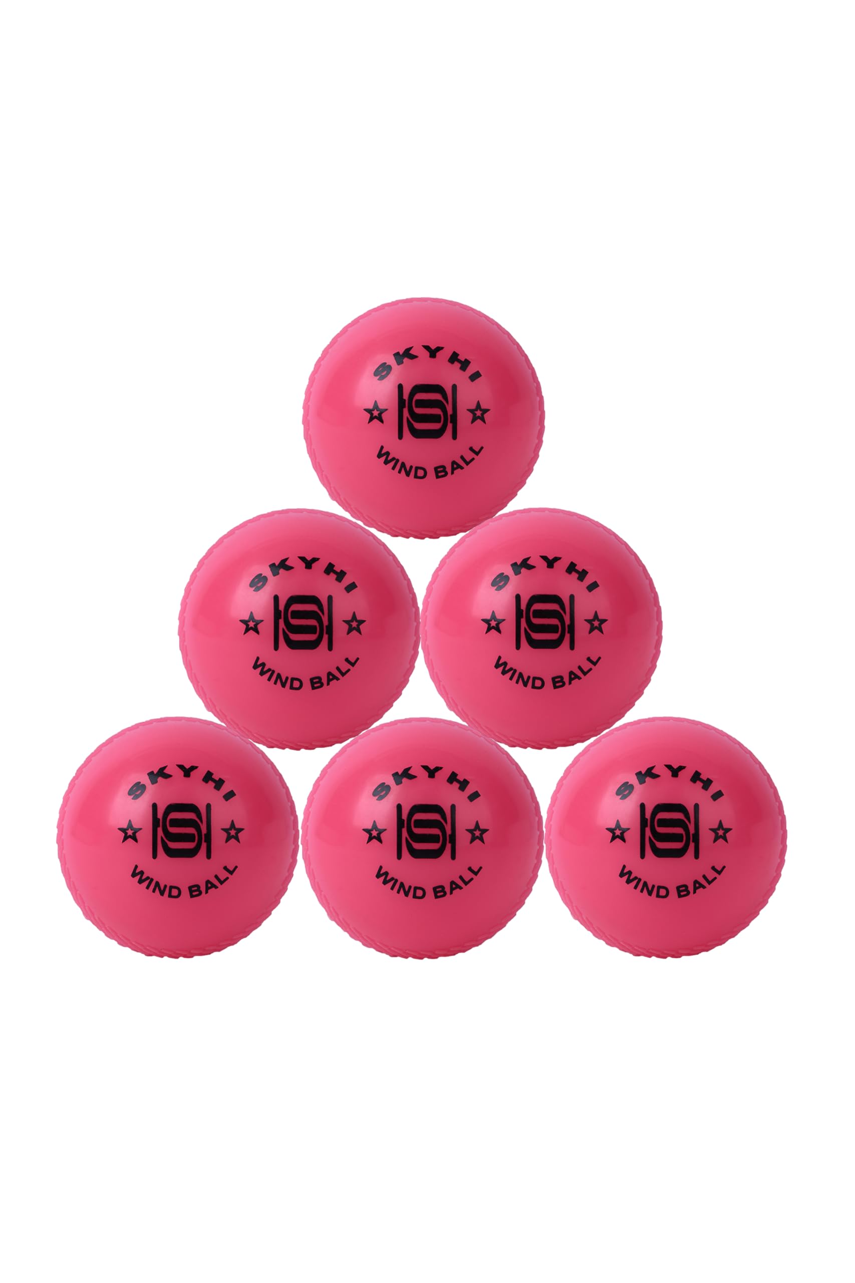 Skyhi Wind Cricket Balls - Soft Practice Training Wind Cricket Balls for Indoor & Outdoor - Soft Practice Training Cricket Ball for Cricket Coaching Bowling Pack of 6 (Pink)