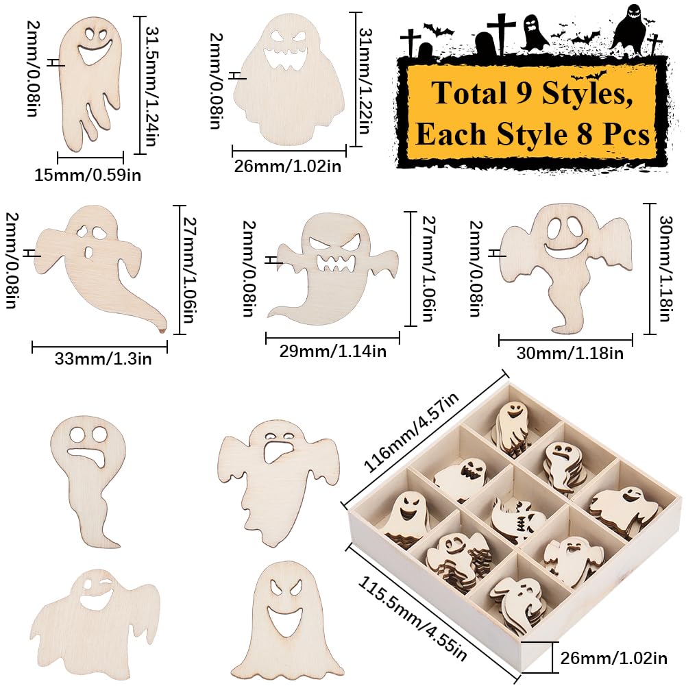 Wooden Ghost Cutouts 10-1/2 inch, Unfinished, Halloween Crafts