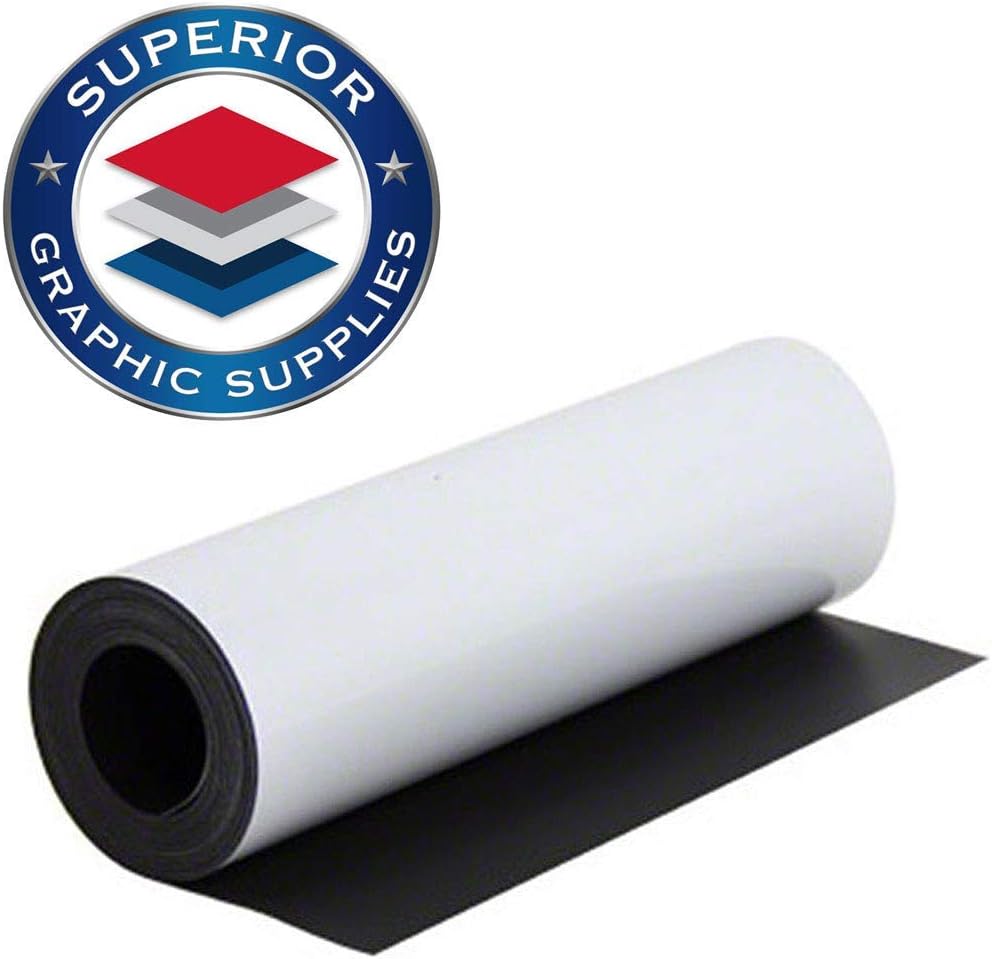 Superior Graphic Supplies Magnetic White Material - Extremely Strong & Flexible Magnetic Sheet Roll Matte White -30 Mil / 0.03" Thickness - 24"W x 60"L