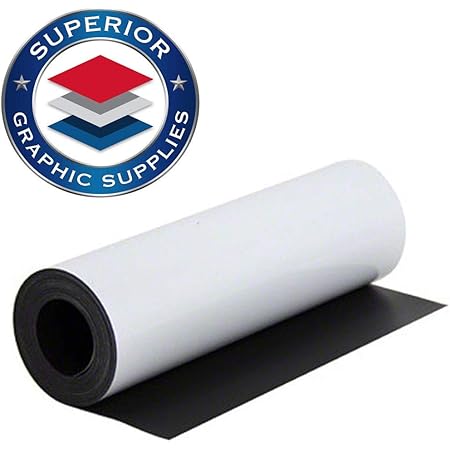 Superior Graphic Supplies Magnetic White Material - Extremely Strong & Flexible Magnetic Sheet Roll Matte White -30 Mil / 0.03" Thickness - 24"W x 60"L
