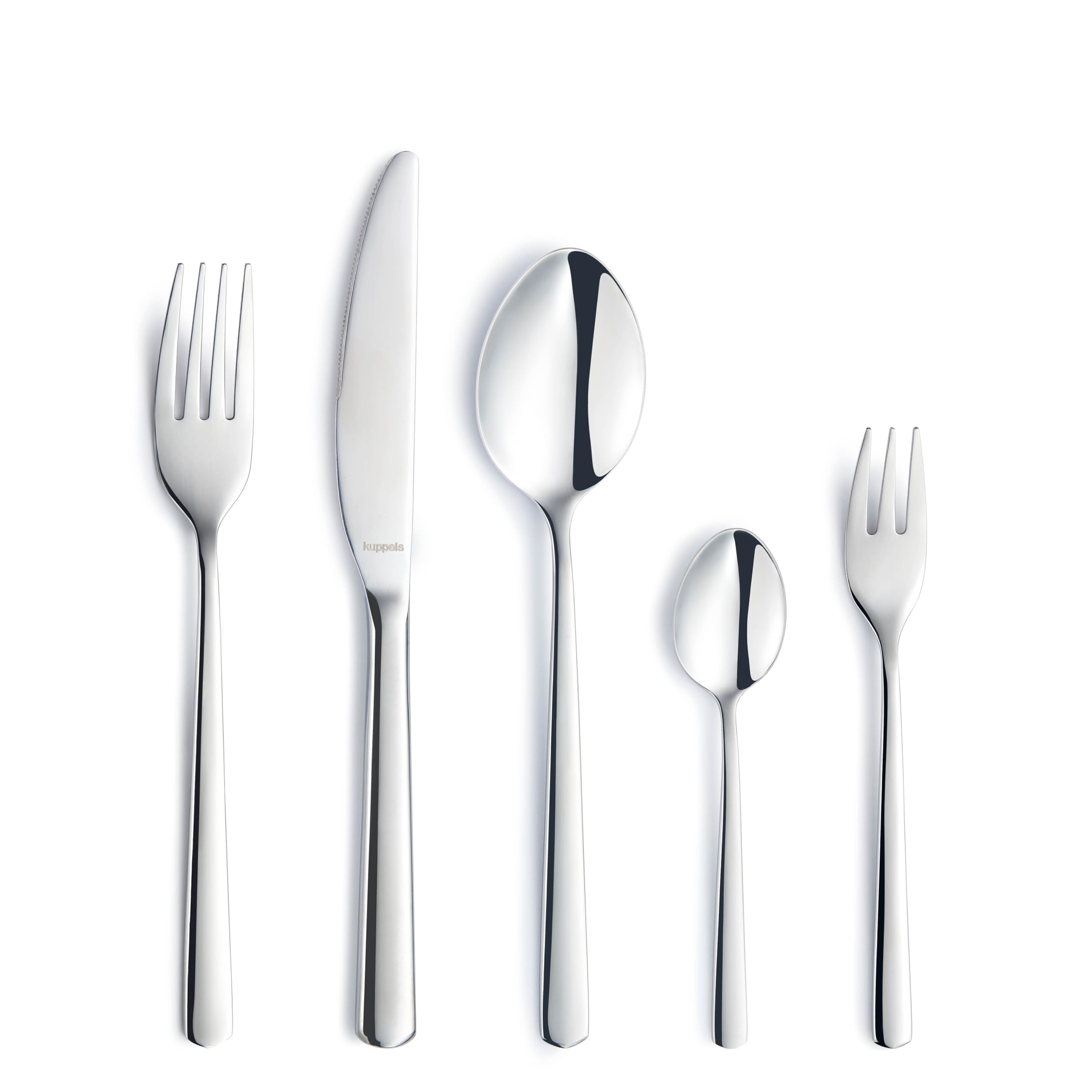 Kuppels Lana Besteck Set 12 Personen, 60-teilig - Silber | Besteckset, 18/10 Rostfrei Edelstahl, Messer, Gabeln, Löffel, Dessertgabeln und Kaffeelöffel, Cutlery Set