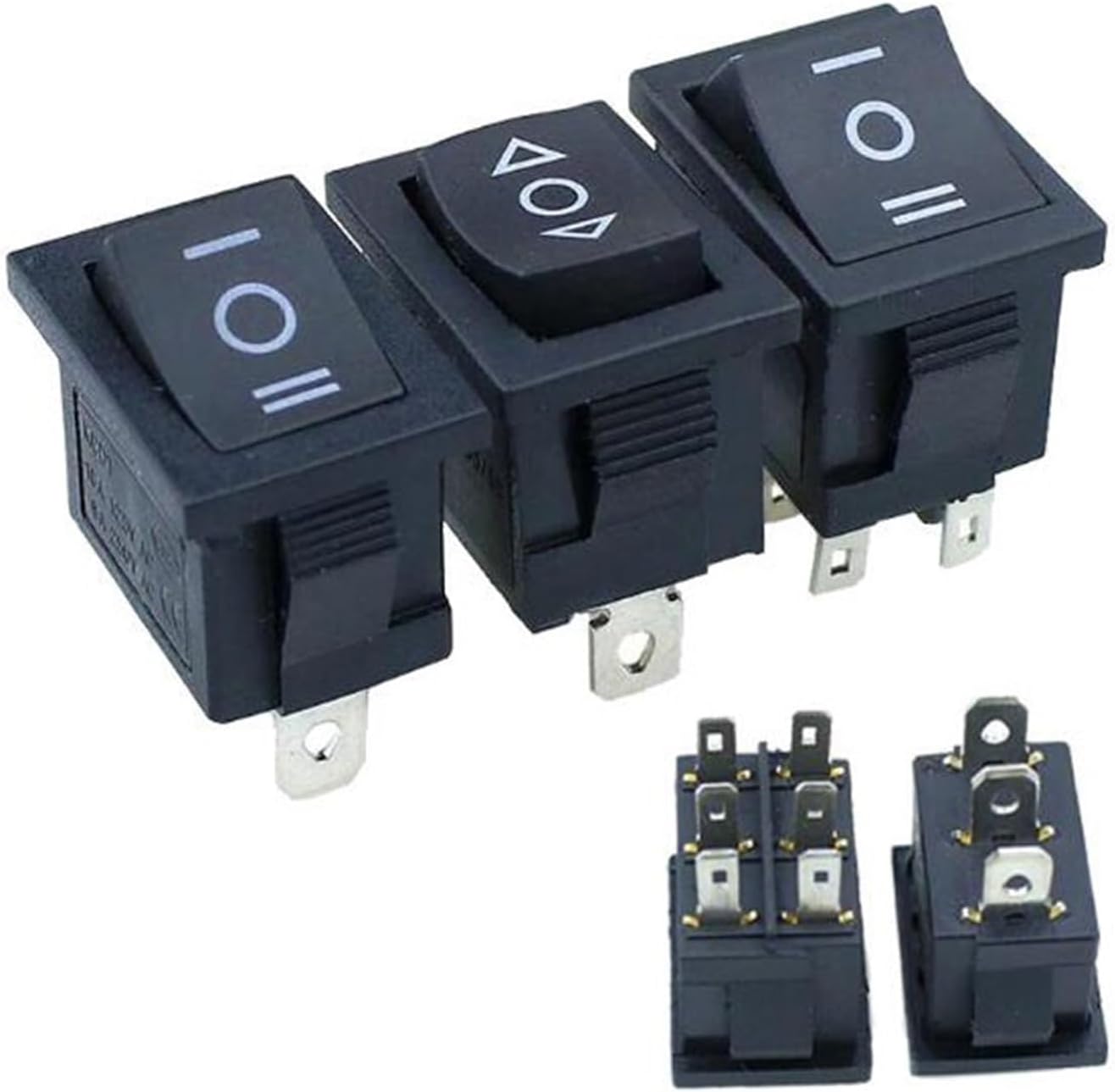 1 piece KCD1 mini Black 3-pin/6-pin on/Off/on Rocker Switch AC 6A/250V10A/125V(3pin on Off on)