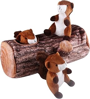 IFOYO Squeak Dog Toys, Durable Squirrel Hide and Seek Plush Toy Woodland Friends Stuffing with Squeakers for Small Medium Dogs Puppy Pets