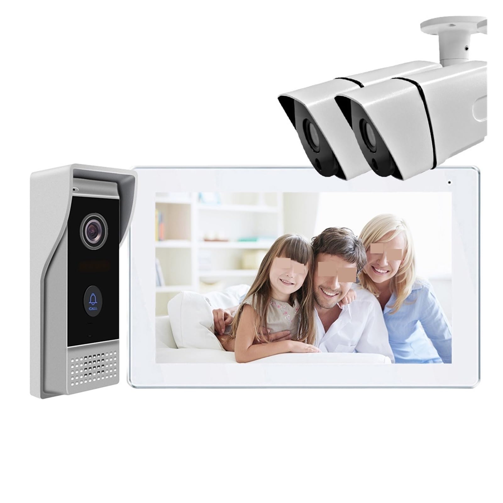 Sonnette sans fil Téléphone D'entrée Vidéo 1080P Écran Tactile 7 Pouces Wifi Interphone Vidéo Caméra Interphone Résidentiel Visiophone Sonnette pour le bureau de l'école à domicile ( Size : 203-86721-