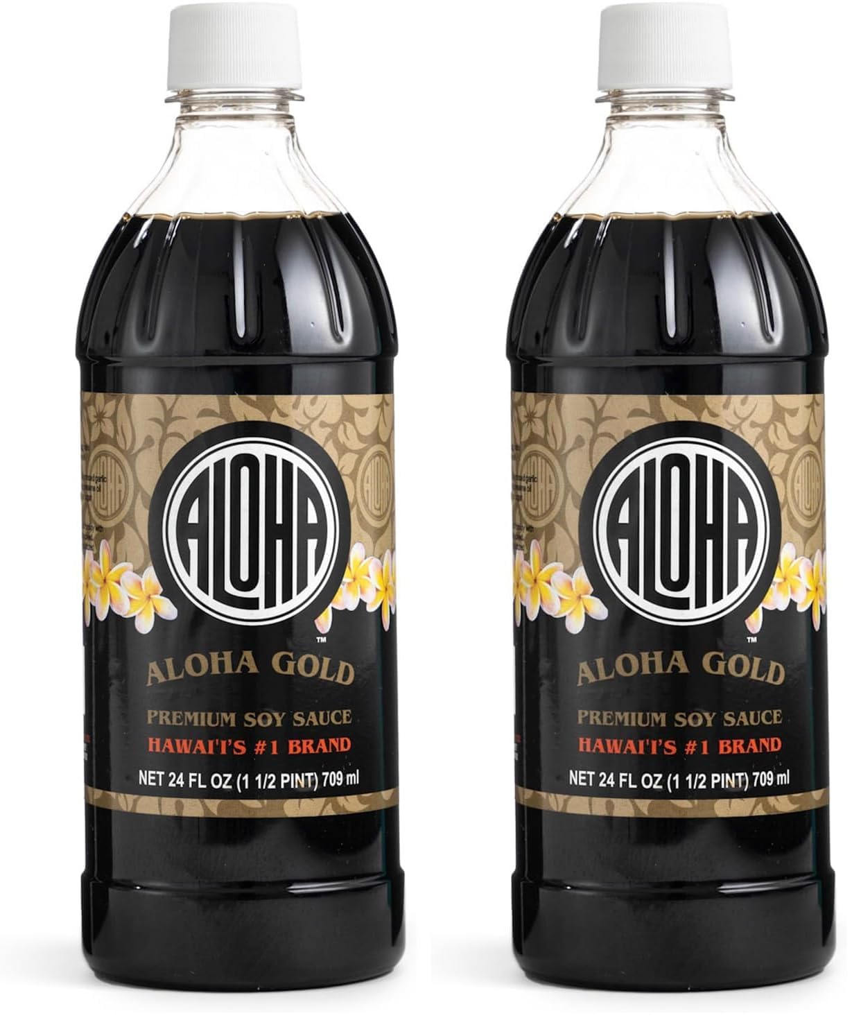 Aloha Shoyu - Gold Premium Soy Sauce - Bold Flavor - Made in Hawaii - 24 oz. Bottle (Pack of 2)