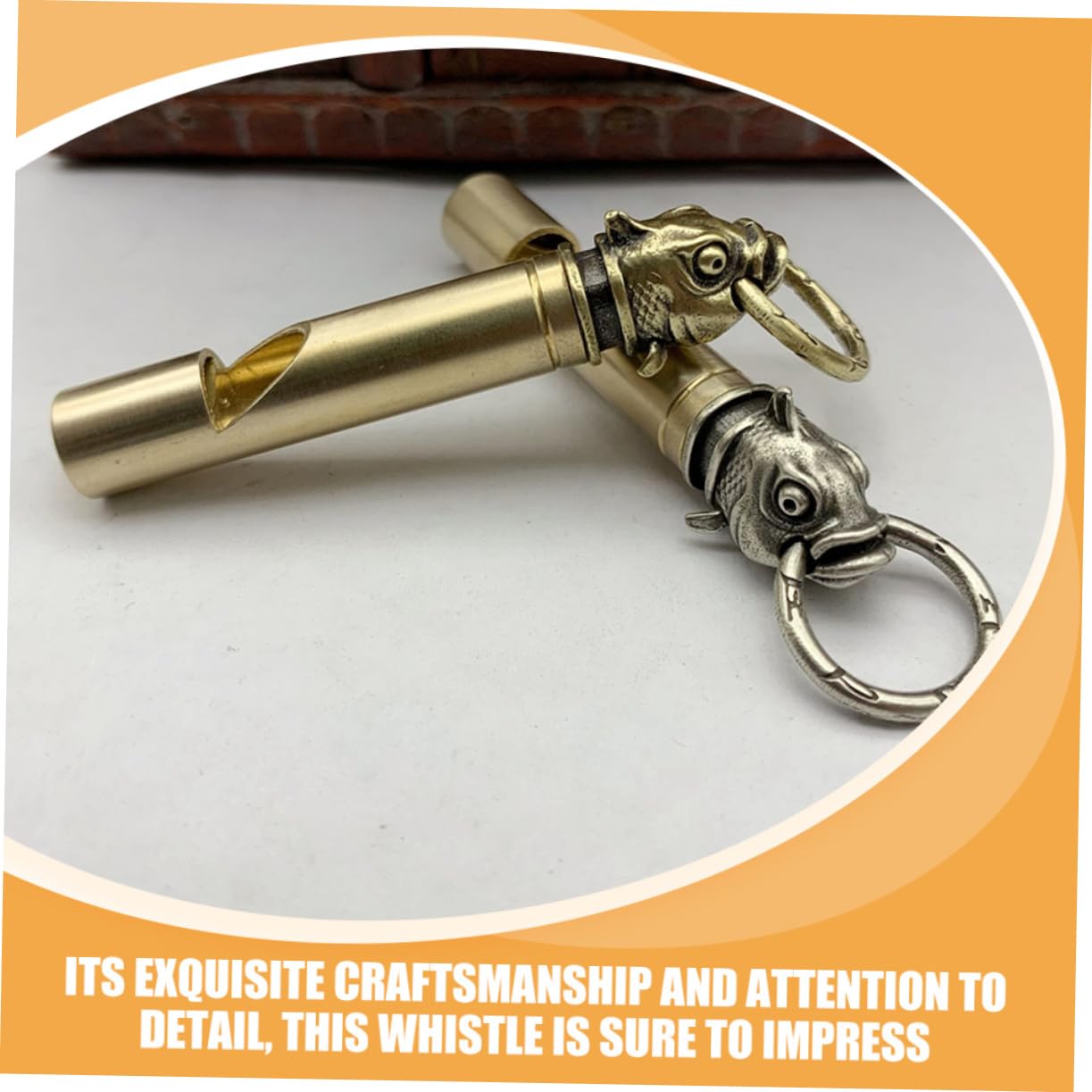 JEWEDECO Brass Whistle Keychain Bag Hanging Whistle Decorative Camping Whistle Outdoor Accessory Copper Emergency Whistle Sports Whistle Decorative Hiking Whistle Portable Whistle Keychain