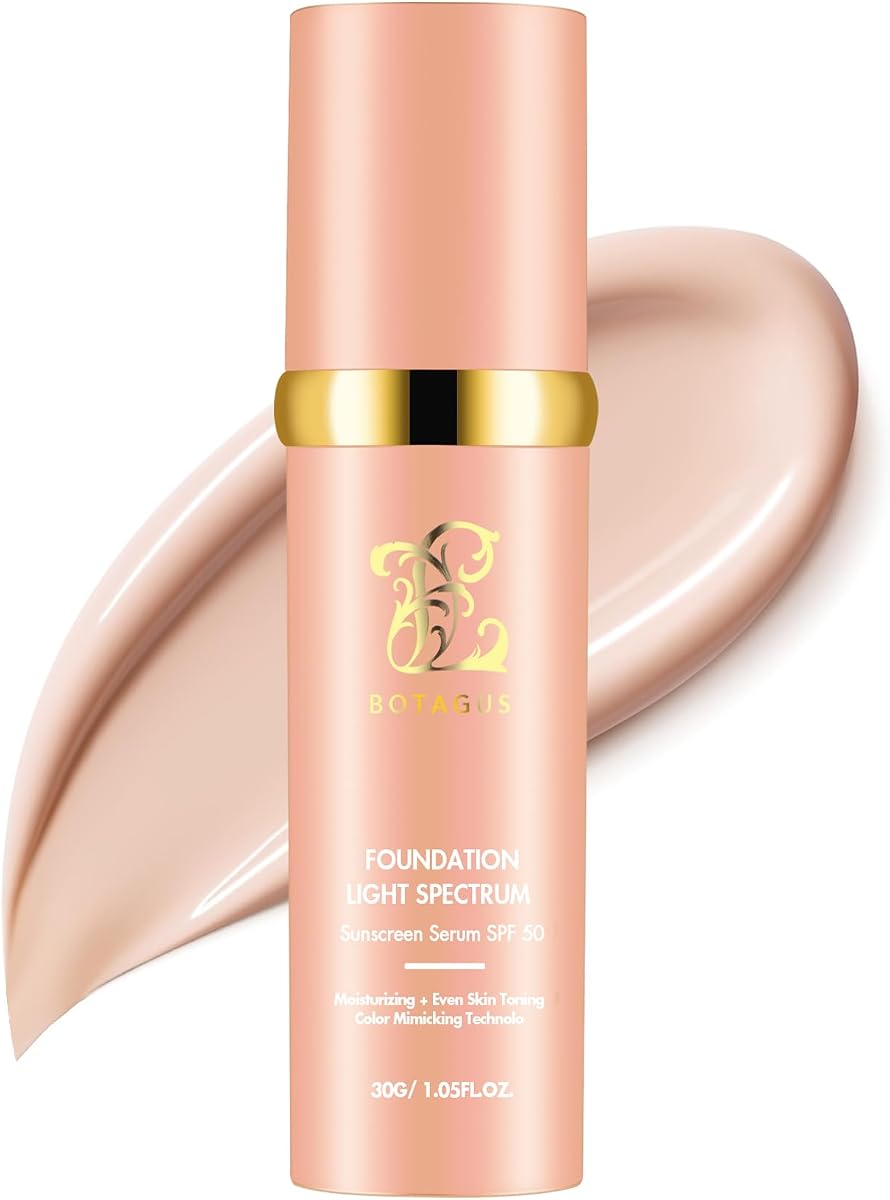 Color Changing Foundation, 4 in 1-Light Spectrum Liquid Foundation with SPF 50+, Concealer Cosmetic Lightweight Makeup, Longwearing & Waterproof for Makeup Light 1pack