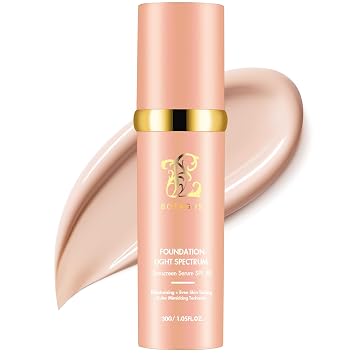 Color Changing Foundation, 4 in 1-Light Spectrum Liquid Foundation with SPF 50+, Concealer Cosmetic Lightweight Makeup, Longwearing & Waterproof for Makeup Light 1pack