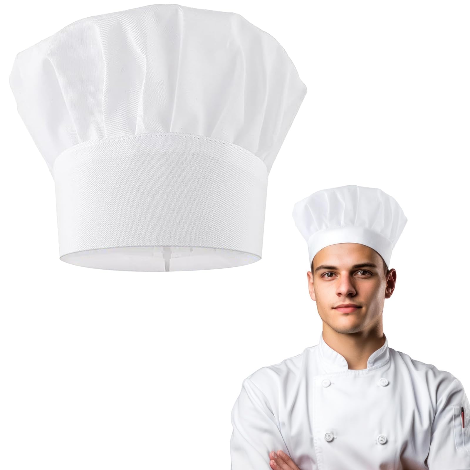 Toque De Chef Haute 22cm Taille Ajustable - Pour Cuisiniers Professionnels Et Amateurs