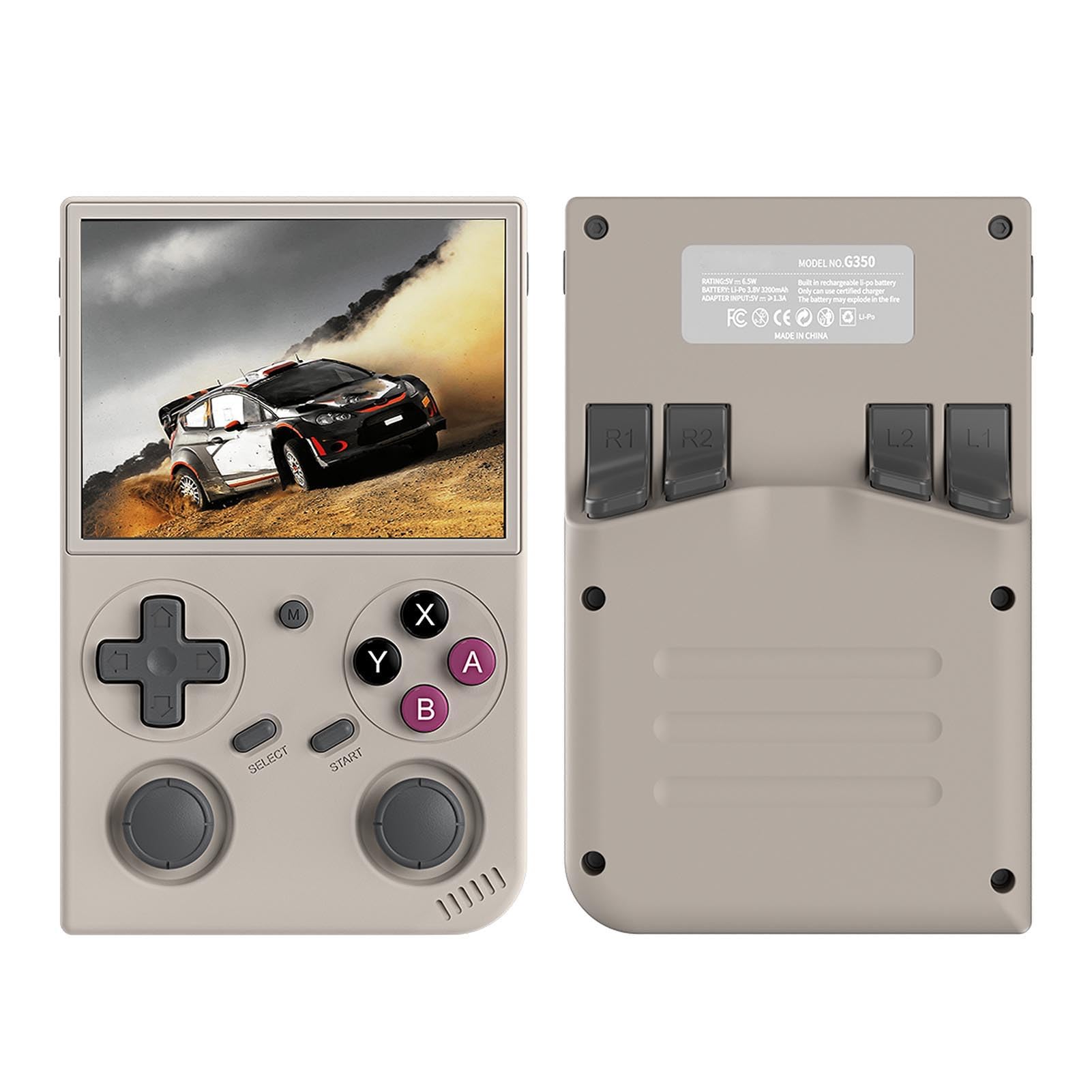 Vikye G350 Handheld Console Game, 3,5 -calowa Konsola Gier w Retro, Naładowane Klasyczne 3200 MAh Podwójne Joysticks Handheld Console (GREY)