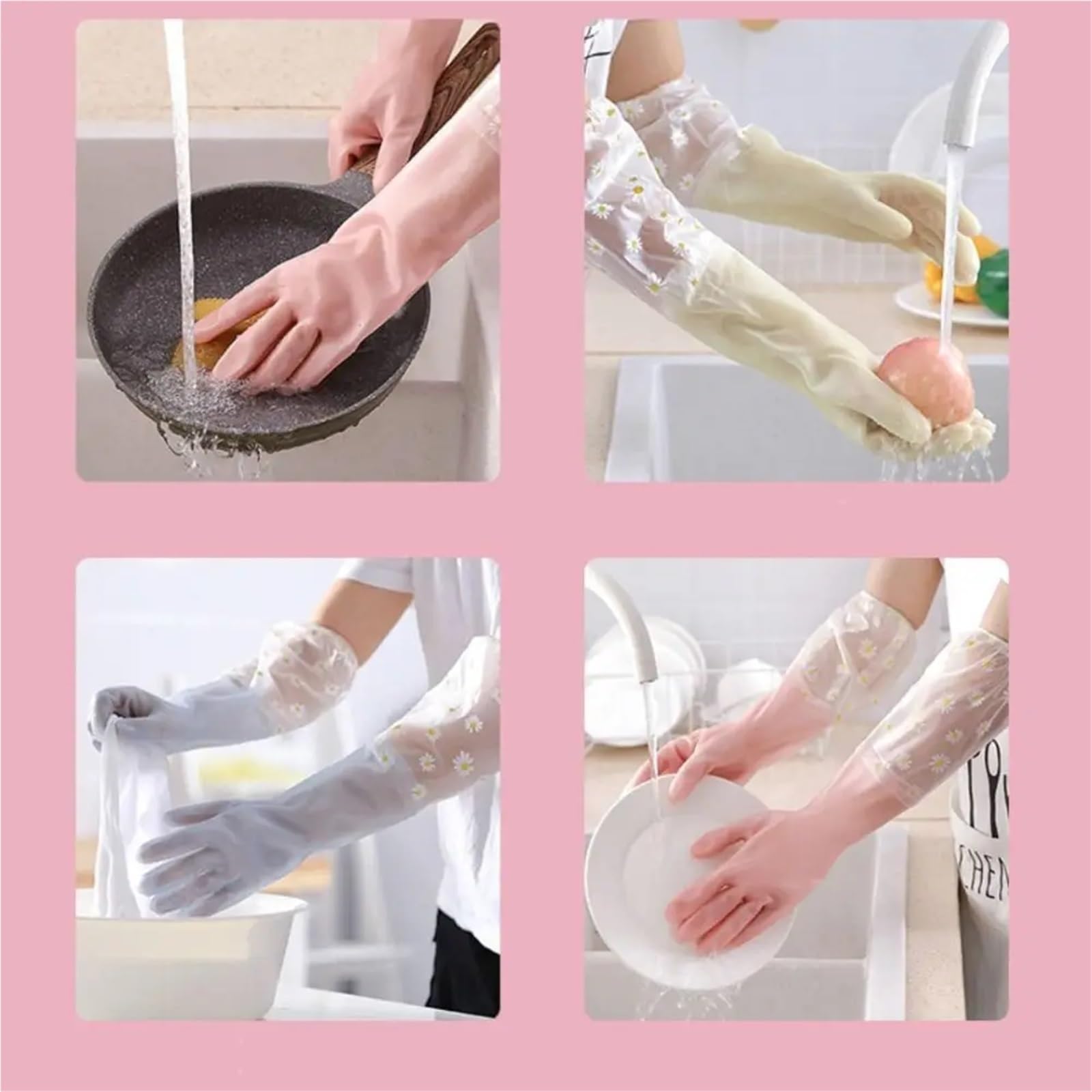 Guantes Limpieza Guantes de silicona for lavar platos, impermeables, gruesos, for fregar el hogar, utensilios cocina, limpieza
