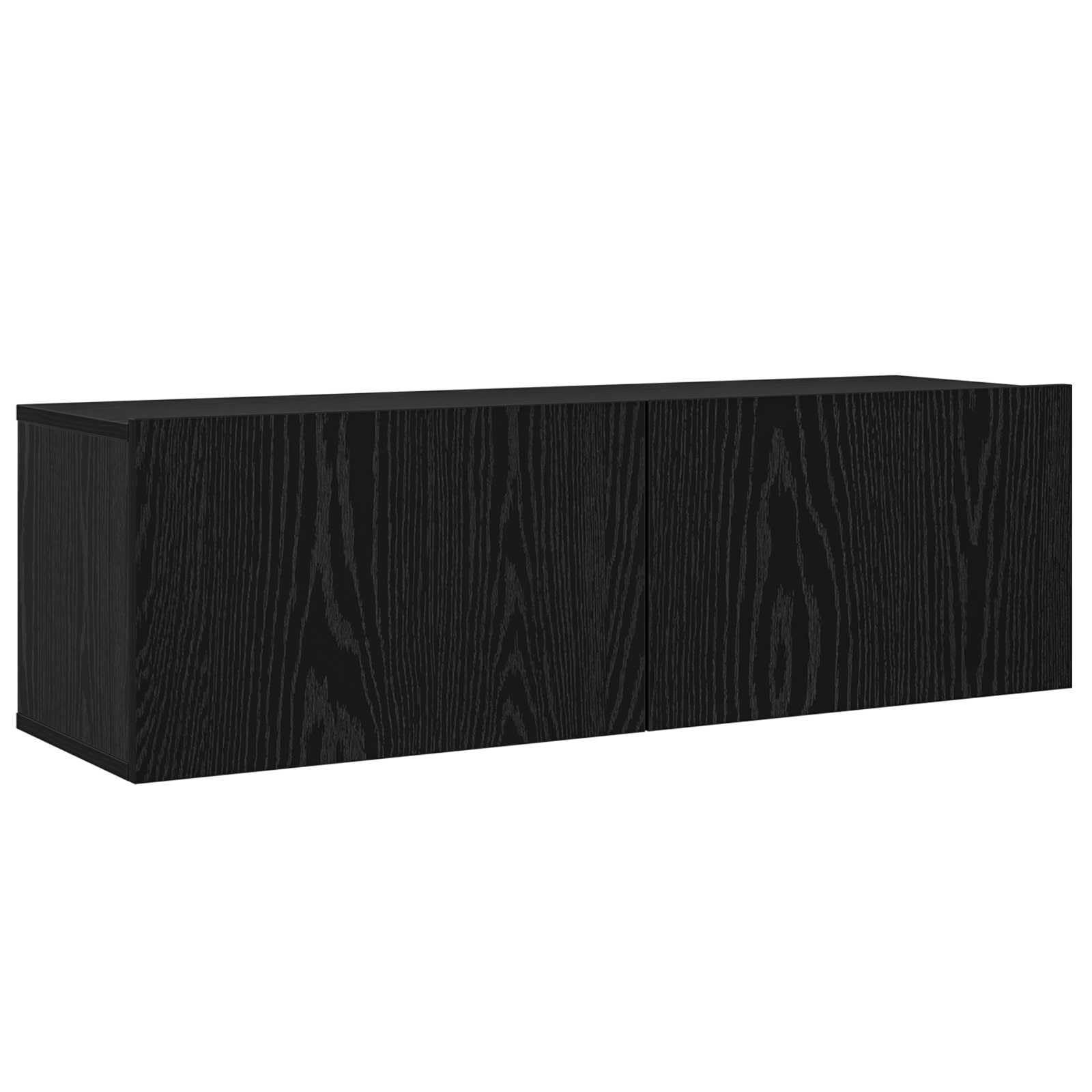 6-częściowy zestaw szafek pod telewizor o wyglądzie czarnego dębu, 100 x 30 x 30 cm, montaż ścienny z miejscem do przechowywania i regałami do salonu, konsoli multimedialnej i regałem HiFi