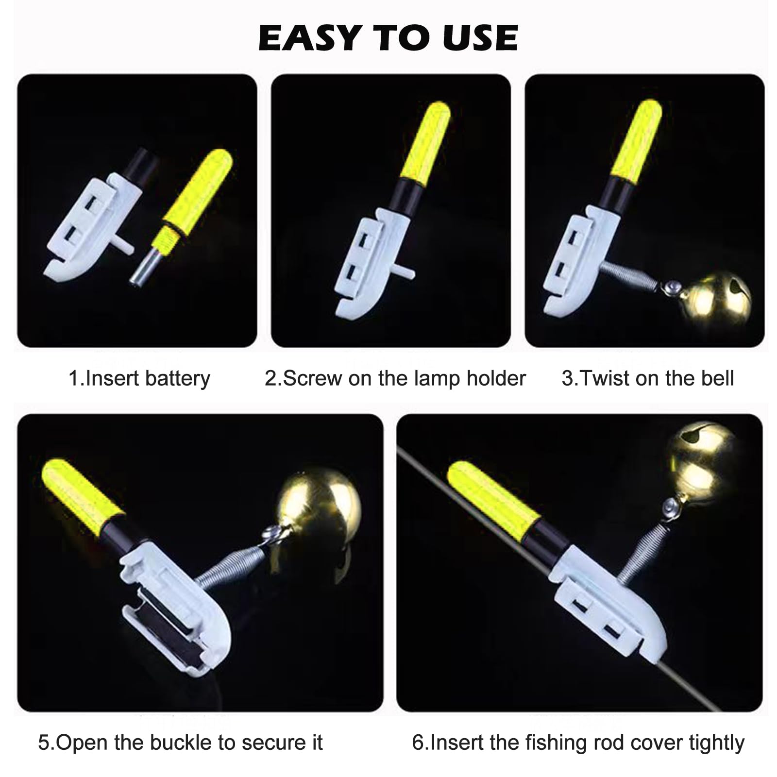 Lot De 10 Détecteurs De Touche Électroniques Pour La Pêch, Détecteurs De Touche De Pêche Électroniques, Detecteur De Touche Peche Avec Indicateur Lumineux Led, Facile À Fixer Pour La Pêche ,Vert/Rouge