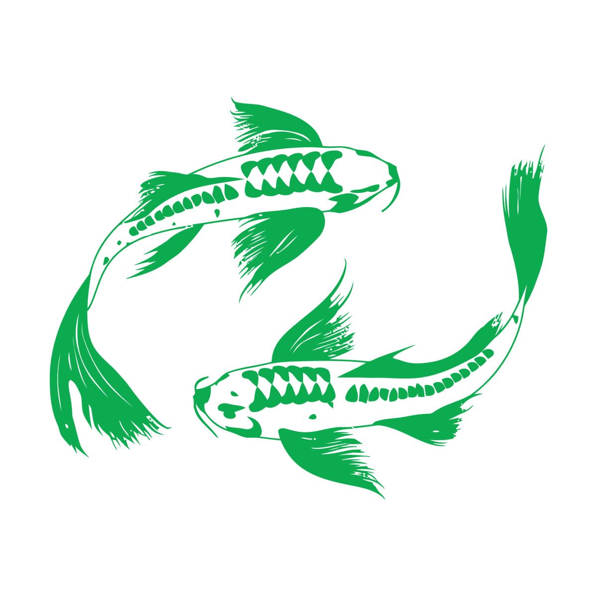 Vinyl Wall Stickers Couple of Fish Koi Japanese Carp Fishing 81x101.1cm Do not Damage the wall Surface Extra Large Green