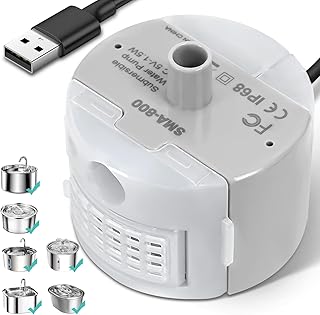 Ultra-Quiet Replacement Pump for Stainless Steel Cat Water Fountains - SMA-800 Motor - Safe and Easy to Clean with Low Voltage DC 5V and USB Cable (Side Suction Pump)