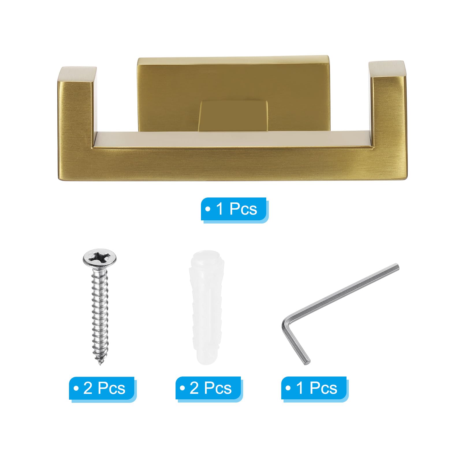 PATIKIL Double Towel Hook, 1Pack 304 Stainless Steel Wall Mounted Hanger Rectangle Towel Holder for Hanging Bathroom Bedroom - Image 3