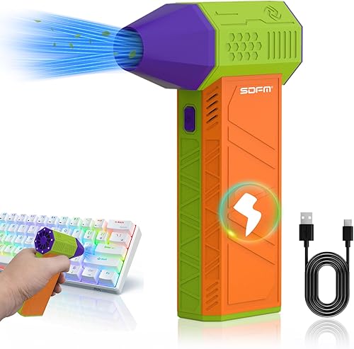 Plumero de aire eléctrico  Plumero de aire comprimido de 130,000 rpm, soplador de secado a chorro ajustable de 3 engranajes, lata reutilizable para