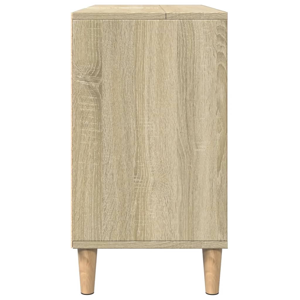 Sonoma - Mueble de baño de roble de 80 x 33 x 60 cm, diseño moderno con 4 compartimentos y puerta para pequeños baños y aseos