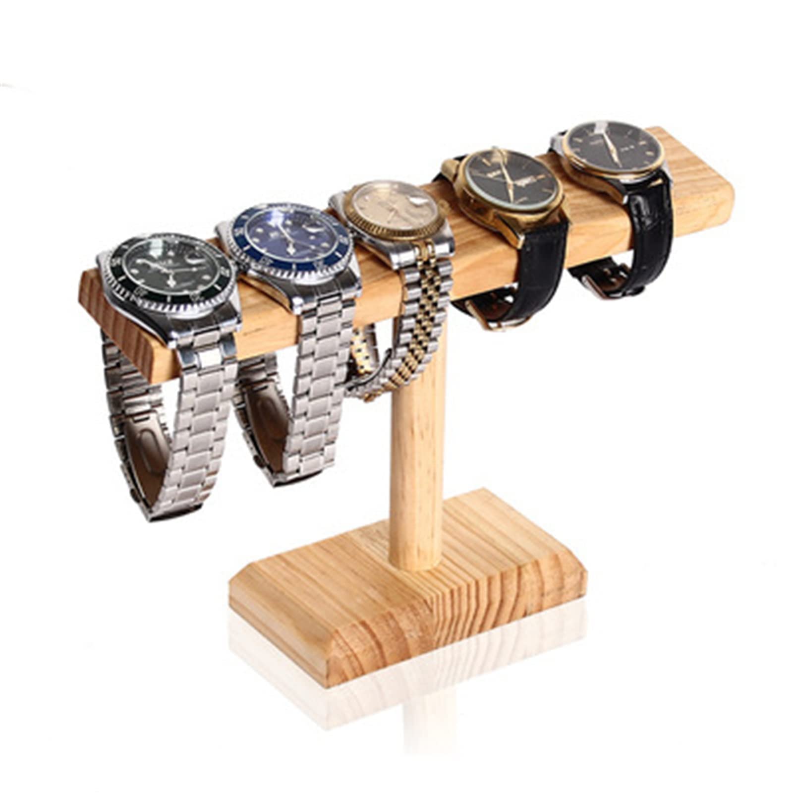 Schmuck Armband Display Stand Schmuck Tablett Massivholz T-BAR Watch Display Ständer Schmuck Anzeigen Requisiten Schmuck Organizer Halter for Watch Armband (Farbe: Natürlich, Größe: 17x25cm)