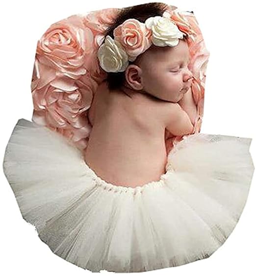Newborn Girl Photography Props Outfits Infant Photography Props Baby Girl Photo Props Baby Headband and Tutu Skirt Set
