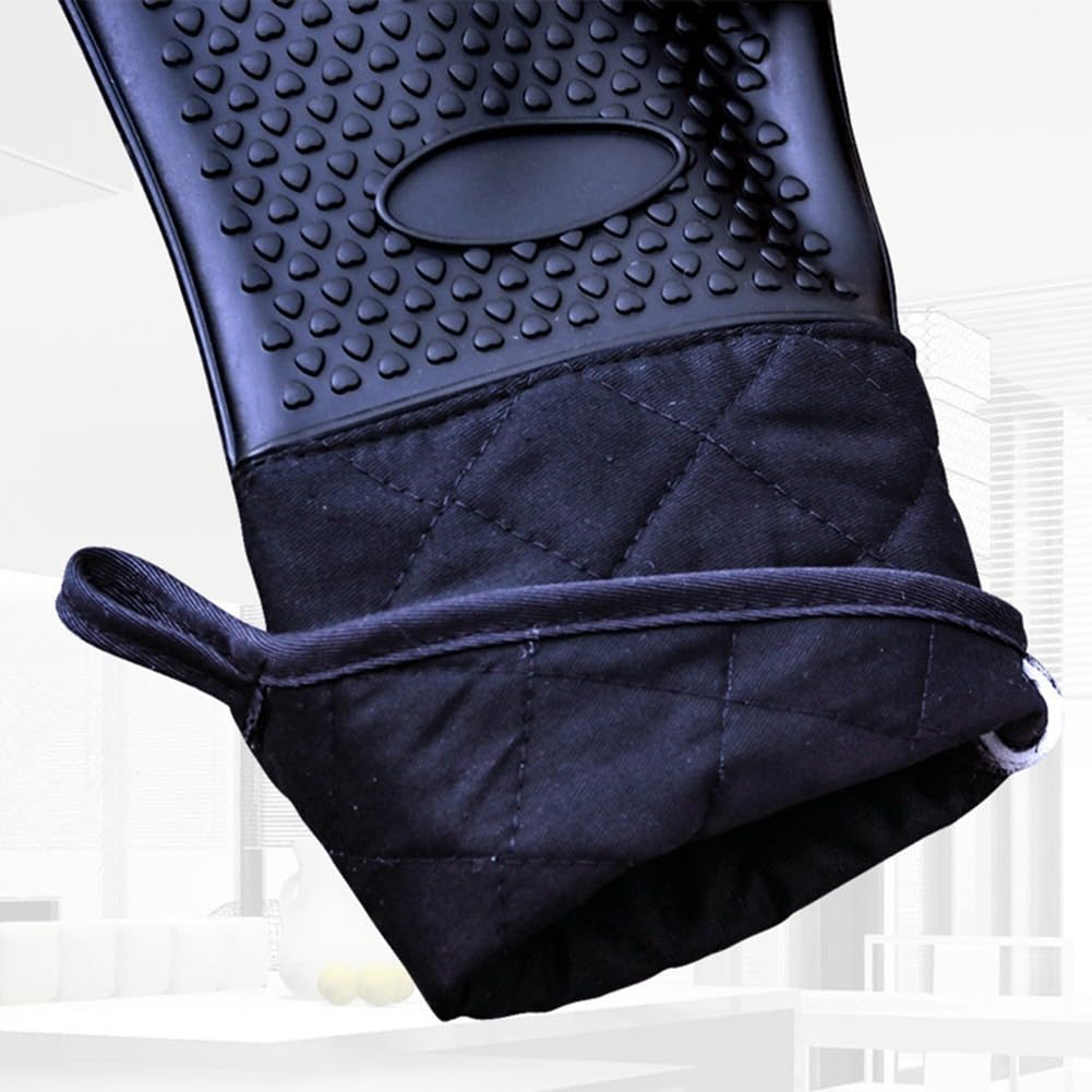 Guantes de barbacoa resistentes al calor con protección de brazo largo, antideslizantes e impermeables (rojo)