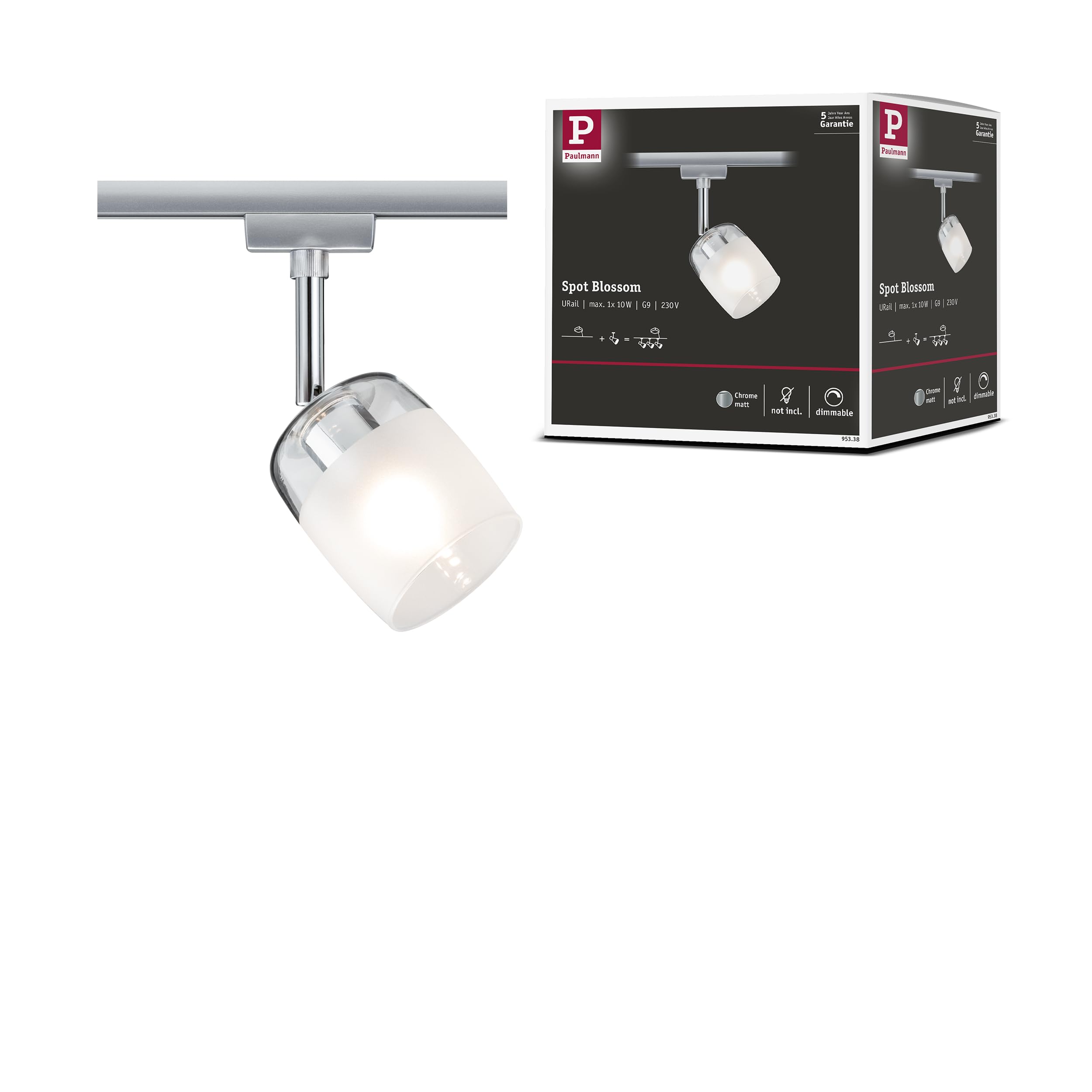 Paulmann .0 Blossom High Voltage Rail Light Chrome URail G9 10W LED
