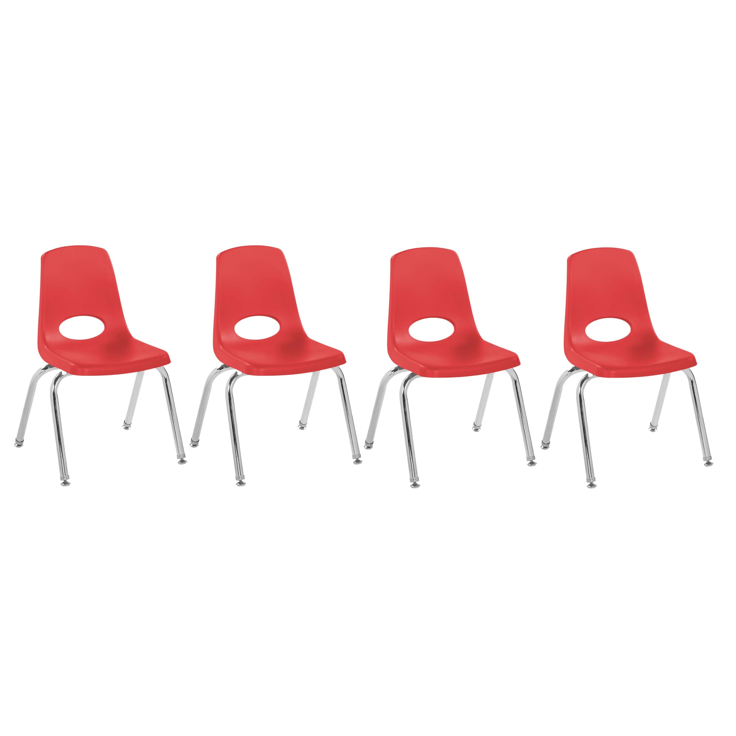 FDP 14" School Stack Chair with Swivel Glides, Red, 4-Pack, 10381-RD