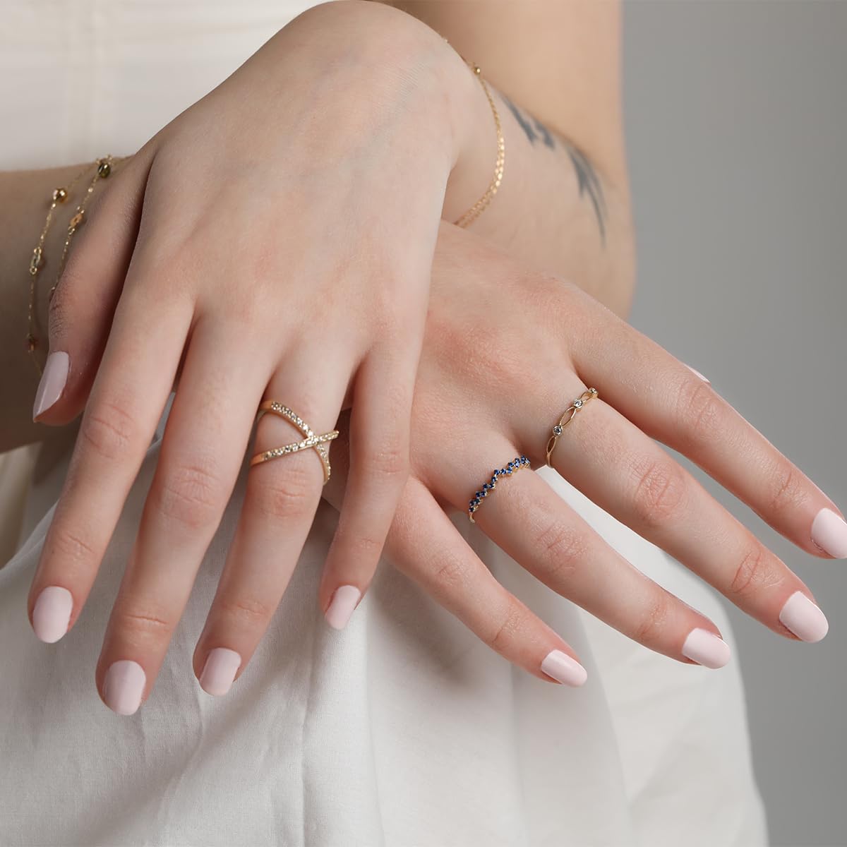 Verlobungsring Damen mit Zirkonia Stein 333 Echtgold 8K X Ring Cross Ring mit Zirkonia Kreuzring Verlobungsring Damen Schmuck Box Geschenk für Frauen