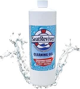 Marine Mildew Stain Remover for Boat Seats, Vinyl & Plastic | Light Gel That Clings Longer | Fast-Acting | No Scrub | 32oz