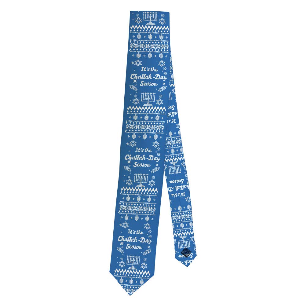 Funny Hanukkah Tie for Men It's the Challah-Day Season Humorous Hanukkah Gifts Ugly Hanukkah Necktie