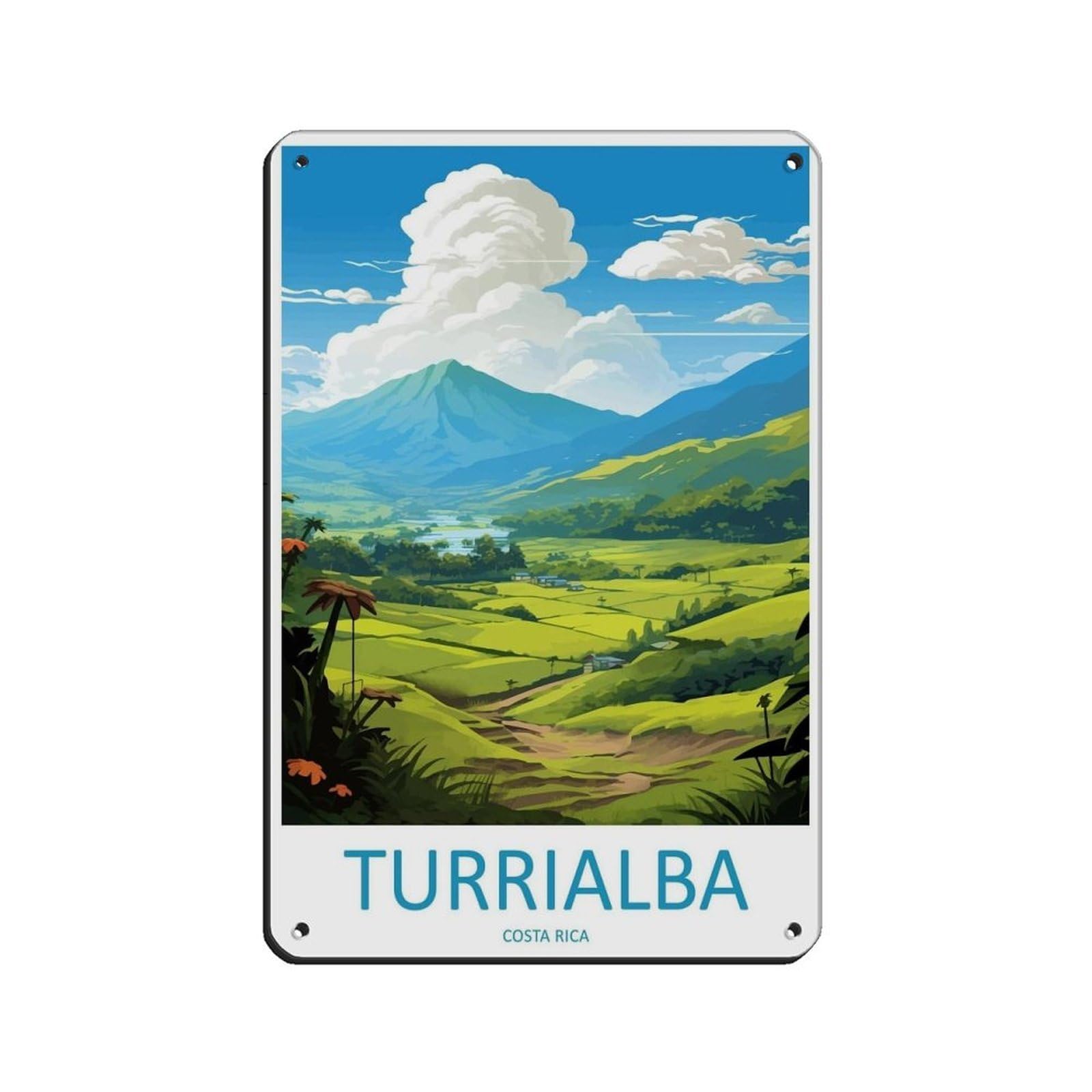 Turrialba Travel Art Costa Rica Art Tin Sign Vintage Metal Pub Club Cafe Bar Home Wall Art Decoration Poster Retro 8x12inch(20x30cm)