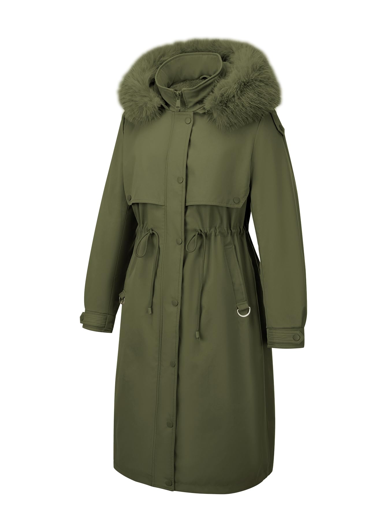 Giolshon Giacche reversibili da donna in pelliccia sintetica e lucida Piumino con cappuccio resistente all'acqua Lunghezza media