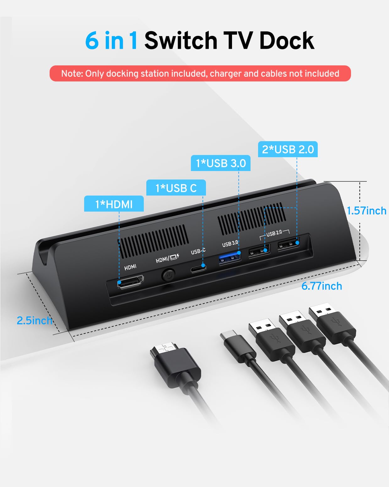 Docking station TV per switch e switch OLED, Dock Station con porta HDMI 4K 1080P e USB 3.0, ricambio per dock switch ufficiale (grigio)