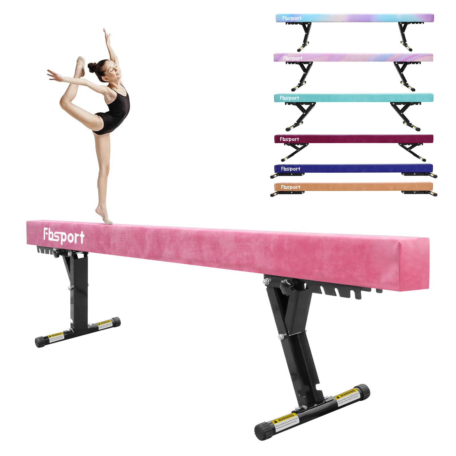 FBSPORT 8ft Adjustable Balance Beam: High and Low Floor Beam Gymnastics Equipment for Kids/Adults,Gymnastics Beam for Training,Practice, Physical Therapy and Professional Home Training with Legs
