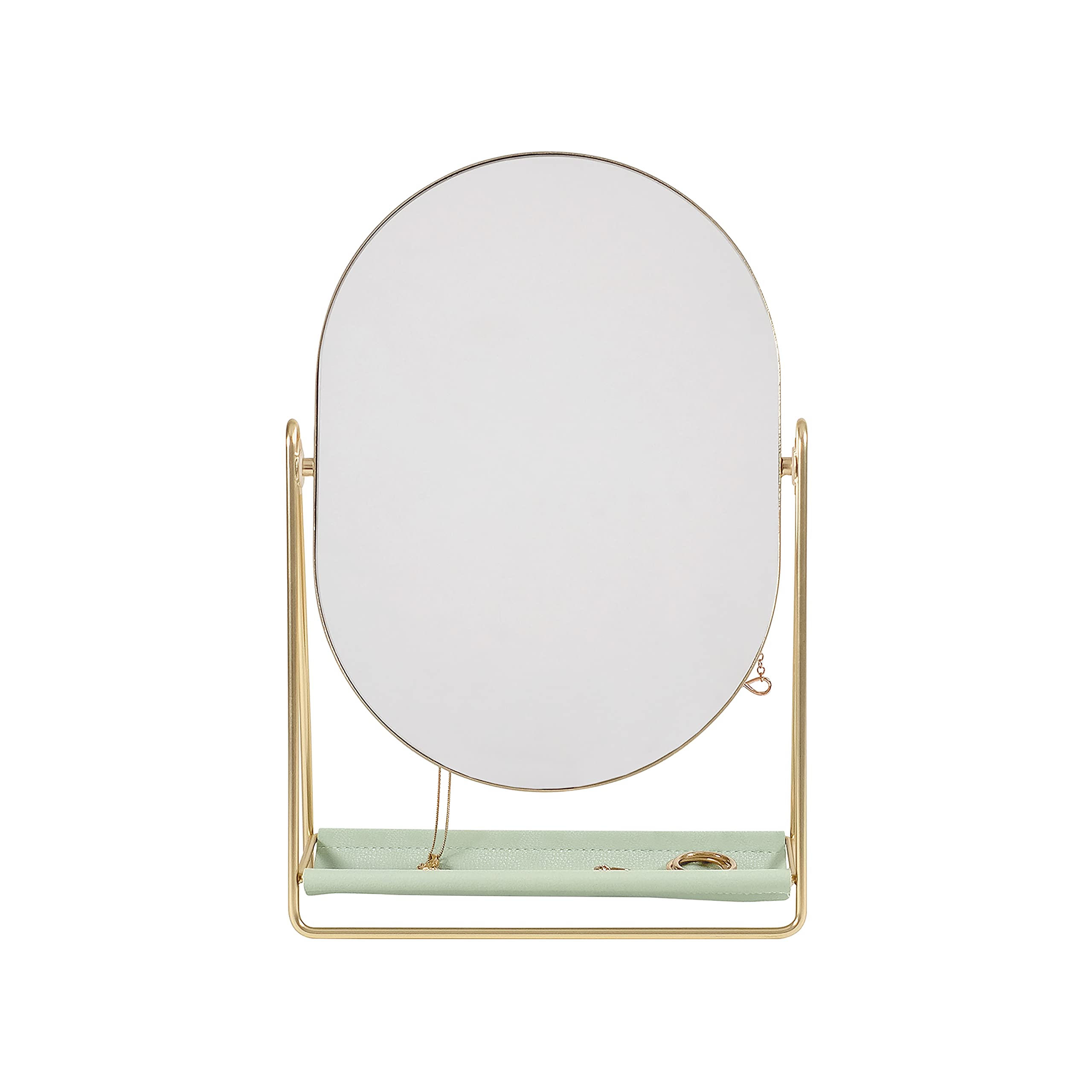 Stackers Sage Green & Gold Dressing Table Mirror & Jewellery Stand