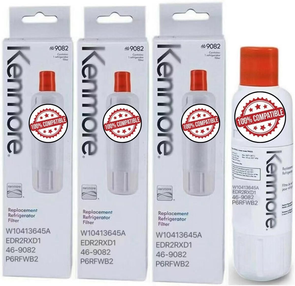 Filtrix FWF9082X Refrigerator Water Filter Replacement, Compatible with kenmore 9082 Type Series Filter Systems, Premium Fridge Water Filtration Cartridge, Easy Install, Pack of 3