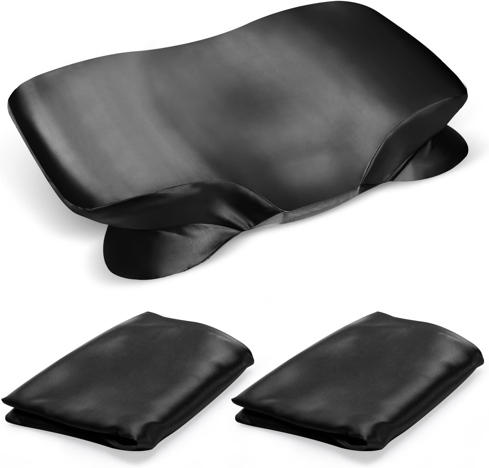 2 Pack Satin Pillowcase for Zelimun Cervical Pillow, Contour Pillow Case Cover, Soft Pillowcase Cover with Zipper (Black)