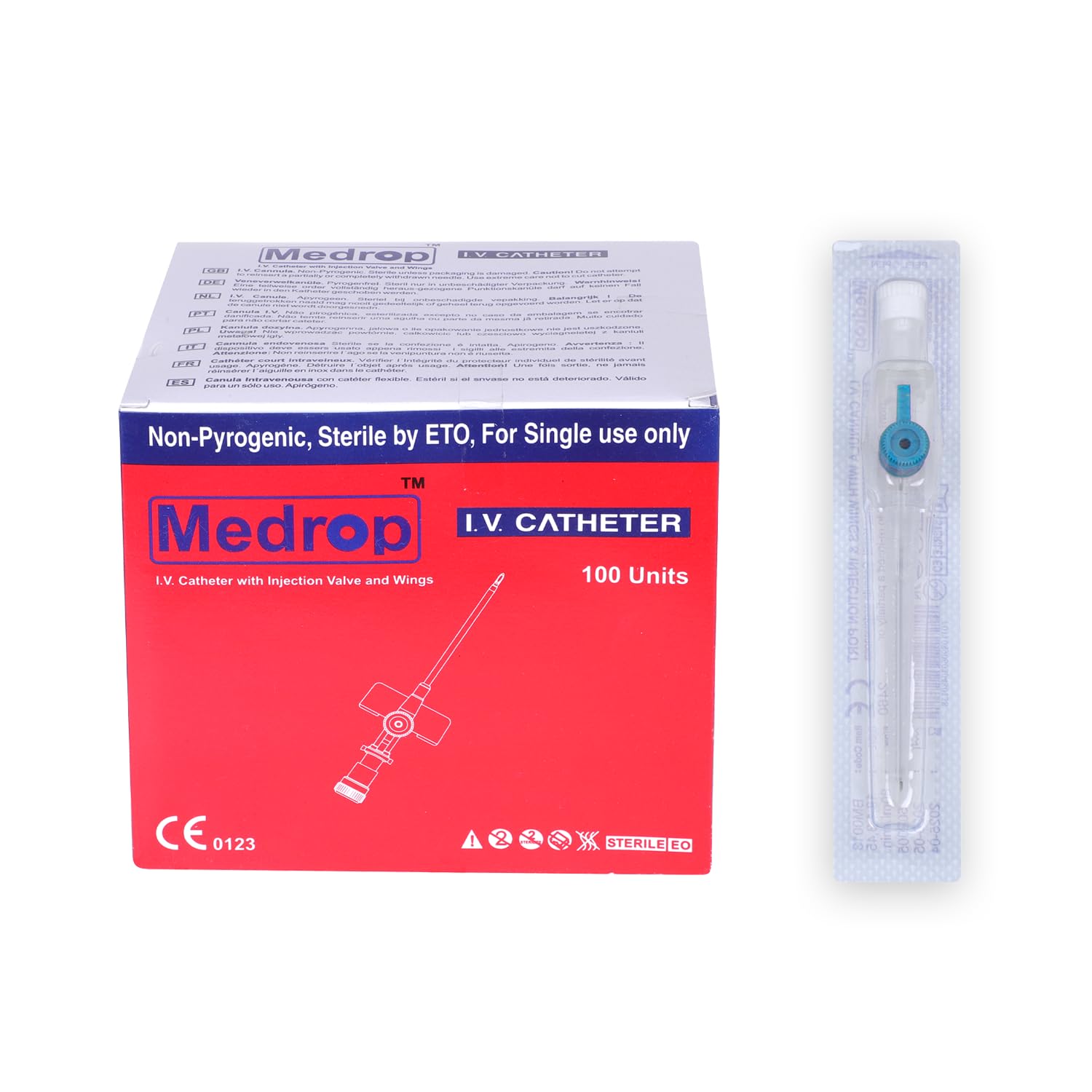 Medrop I.V. Catheter/Cannula With Injection vale and Wings 22G Disposable | I.D - 0.6mm, O.D-0.9mm | (Pack of 100 pcs) (B09LVFMGP4) Amazon Price History, Amazon Price Tracker