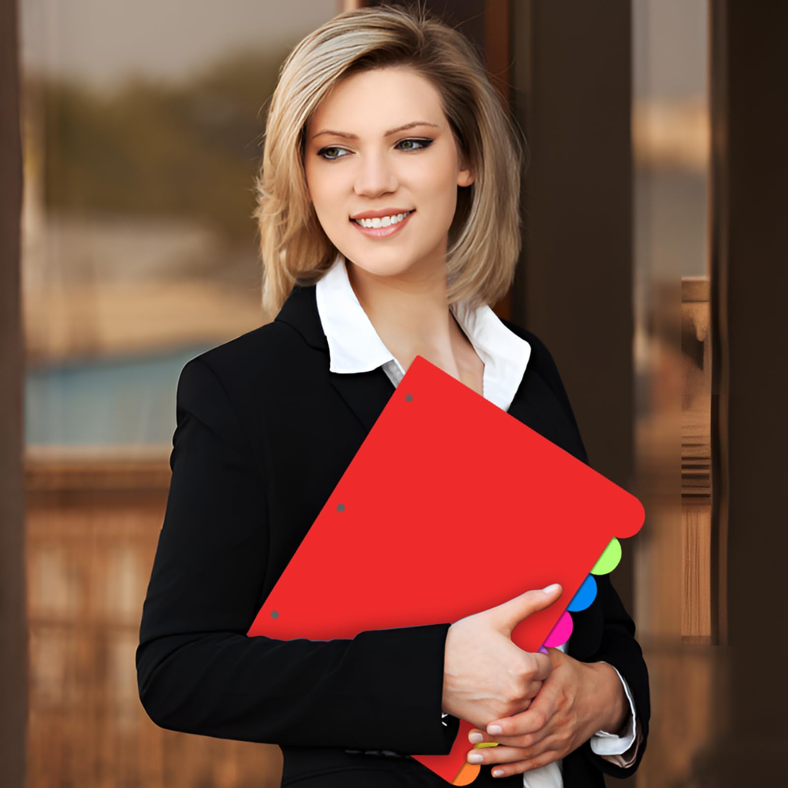 Trennblätter für 3-Ringordner, 8 Register, 96 Stück, Kunststoff-Trennblätter mit Tabs, 3-fach gelochte Trennblätter, Index-Taber, farbige Buchstabengröße, für Schule, Büro, mehrfarbig