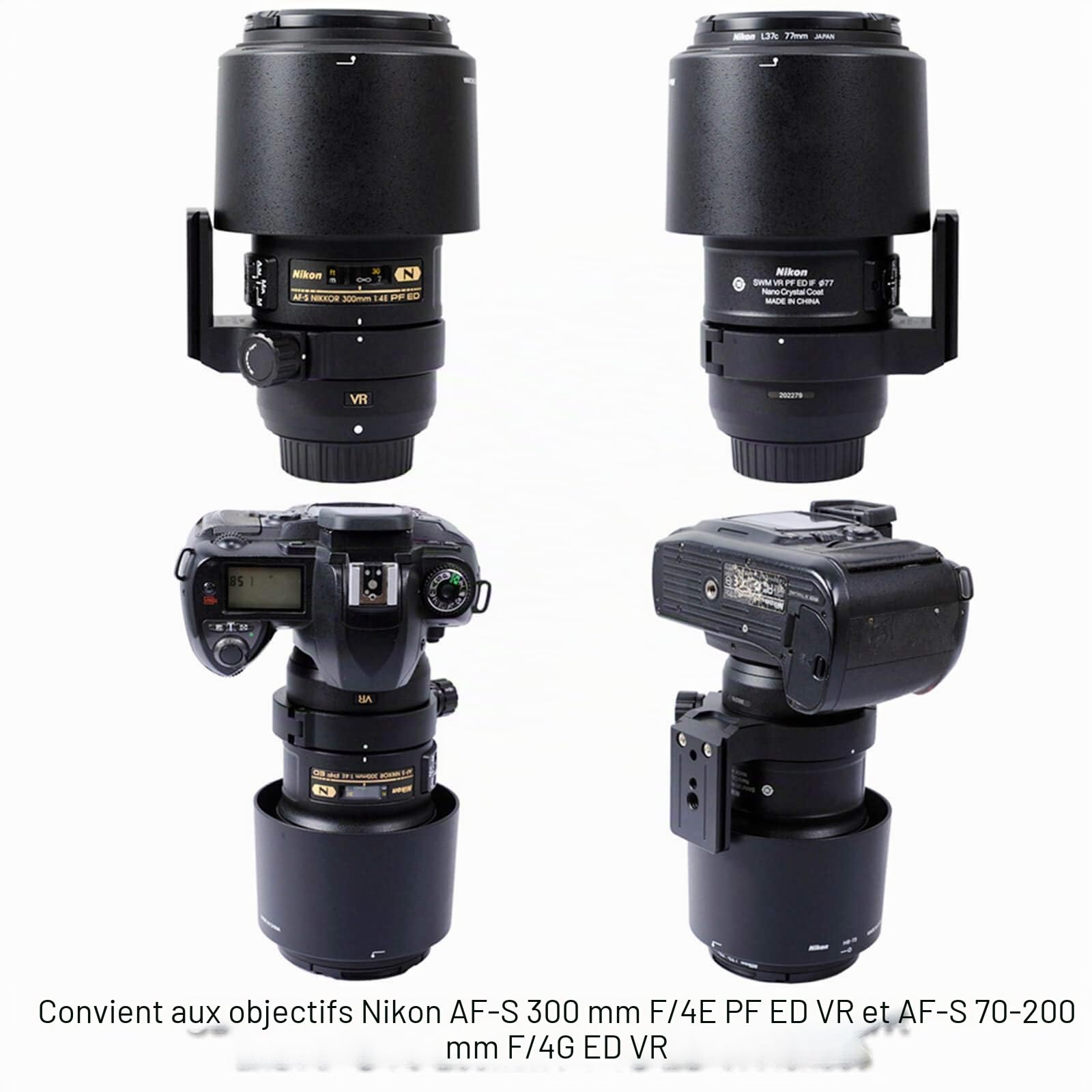 iShoot Bague de fixation pour trépied pour Nikon RT-1 Nikkor AF-S 300 mm F/4E PF ED VR & AF-S 70-200 mm F/4G ED VR, plaque de dégagement rapide inférieure compatible avec Arca-Swiss 39 mm Fit Ballhead